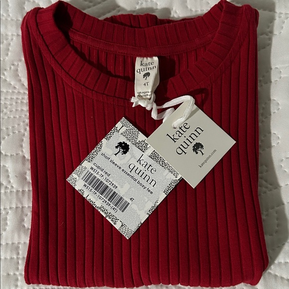Kate Quinn Red Ribbed Short Sleeve Tee - Picture 5 of 5
